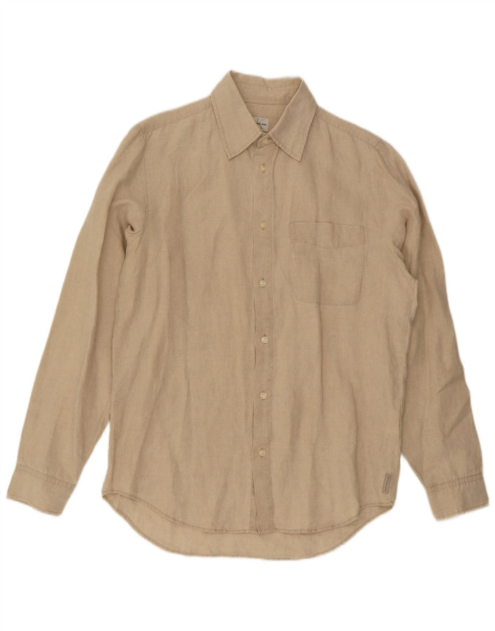 Calvin Klein Jeans Mens Shirt Medium Beige Linen