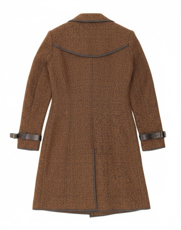 Tenax Womens Double Breasted Coat IT 40 Small Brown Flecked Cotton
