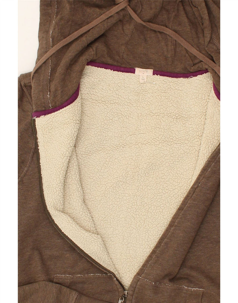 J. CREW Womens Zip Hoodie Sweater UK 16 Large Brown Cotton | Vintage J. Crew | Thrift | Second-Hand J. Crew | Used Clothing | Messina Hembry 