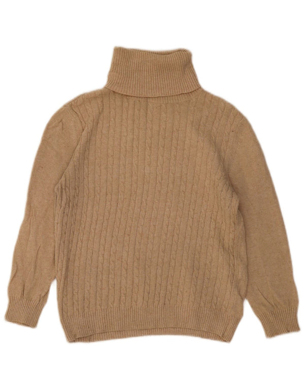 Zara Womens Crop Roll Neck Jumper Sweater UK 12 Medium Beige Cotton