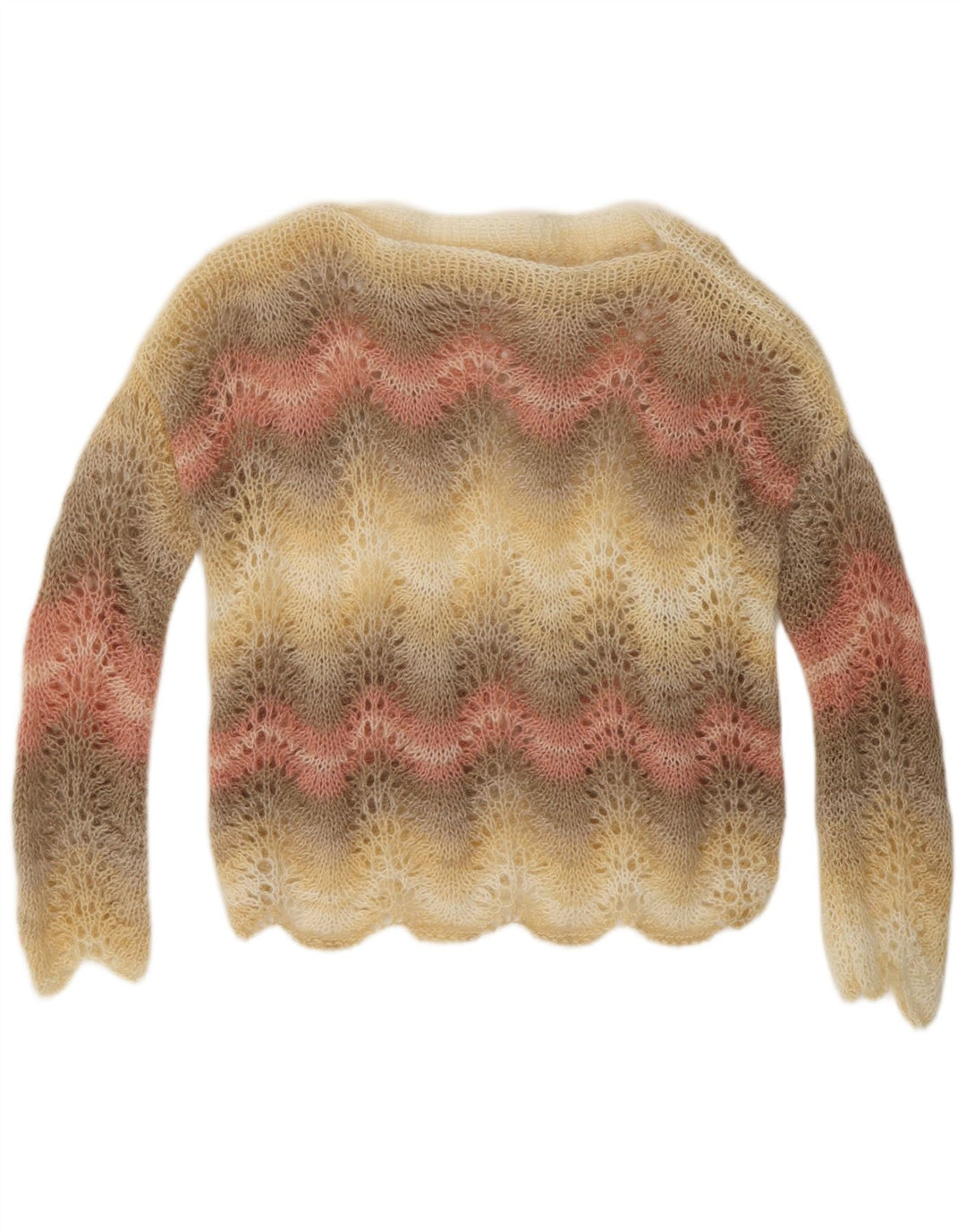 VINTAGE Womens Boat Neck Jumper Sweater UK 14 Medium Multicoloured Striped