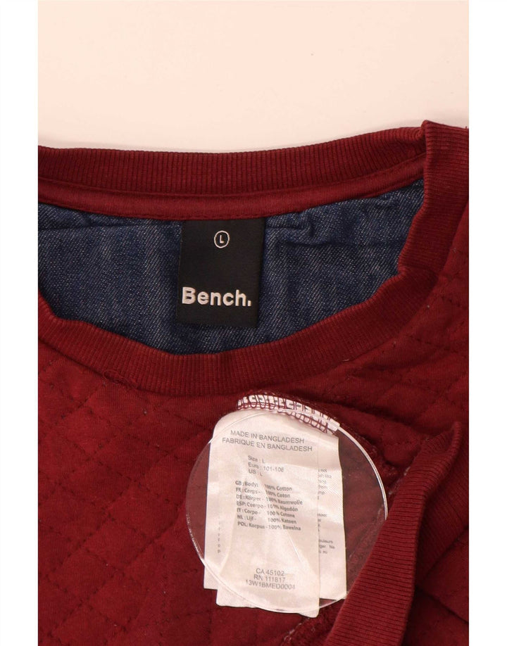 Bench Mens Sweatshirt Jumper Large Red Colourblock Cotton