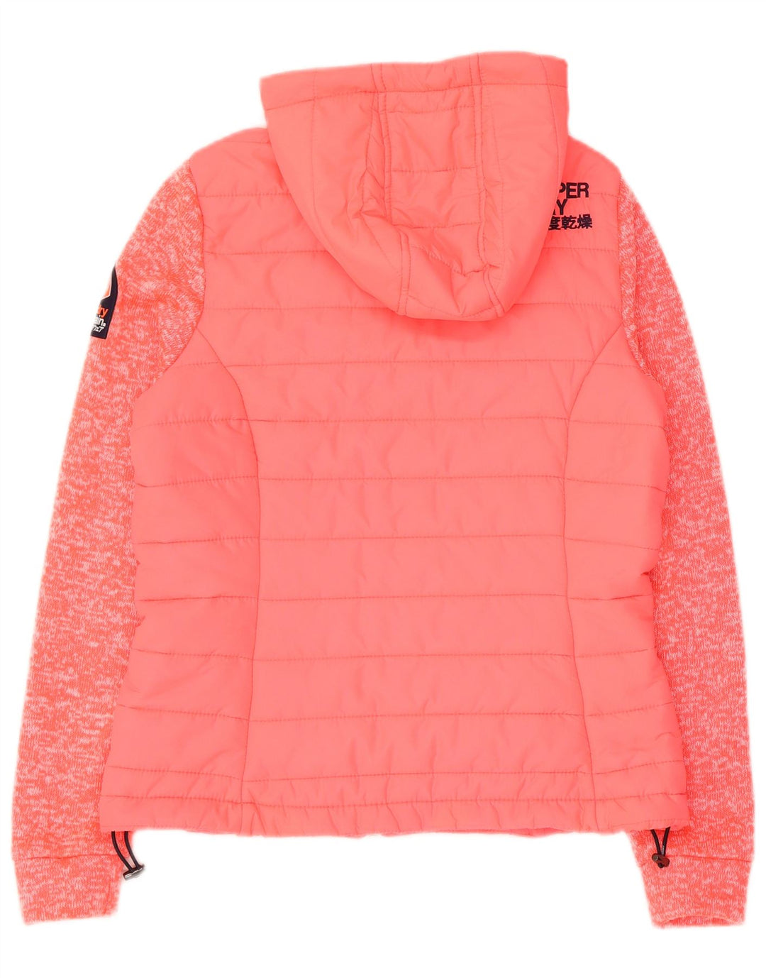 Superdry Womens Hooded Bomber Jacket UK 8 Small Pink Flecked Nylon