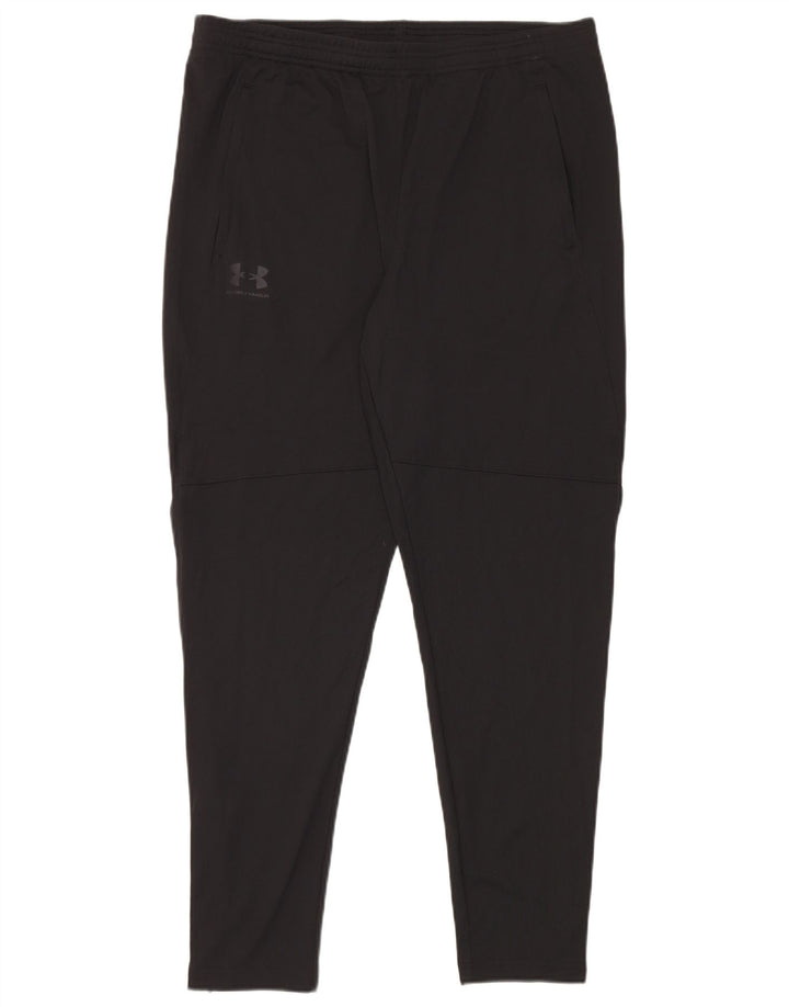 Under Armour Mens Fitted Tracksuit Trousers XL Black Polyester