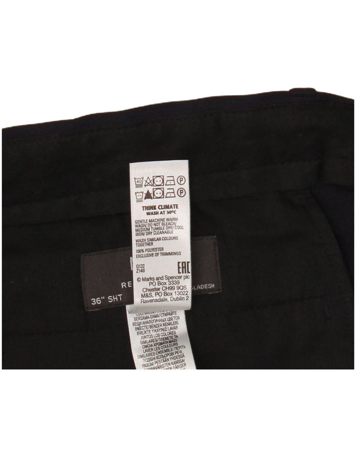 Marks & Spencer Mens Regular Fit Chino Trousers W36 L29 Navy Blue Polyester