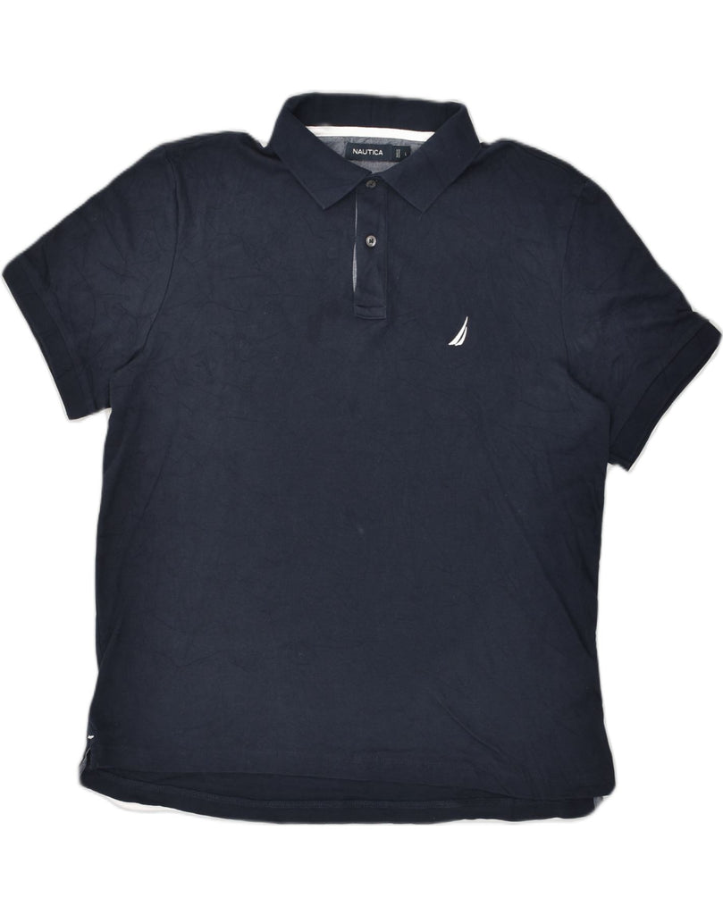 NAUTICA Mens Polo Shirt Large Navy Blue Cotton | Vintage Nautica | Thrift | Second-Hand Nautica | Used Clothing | Messina Hembry 