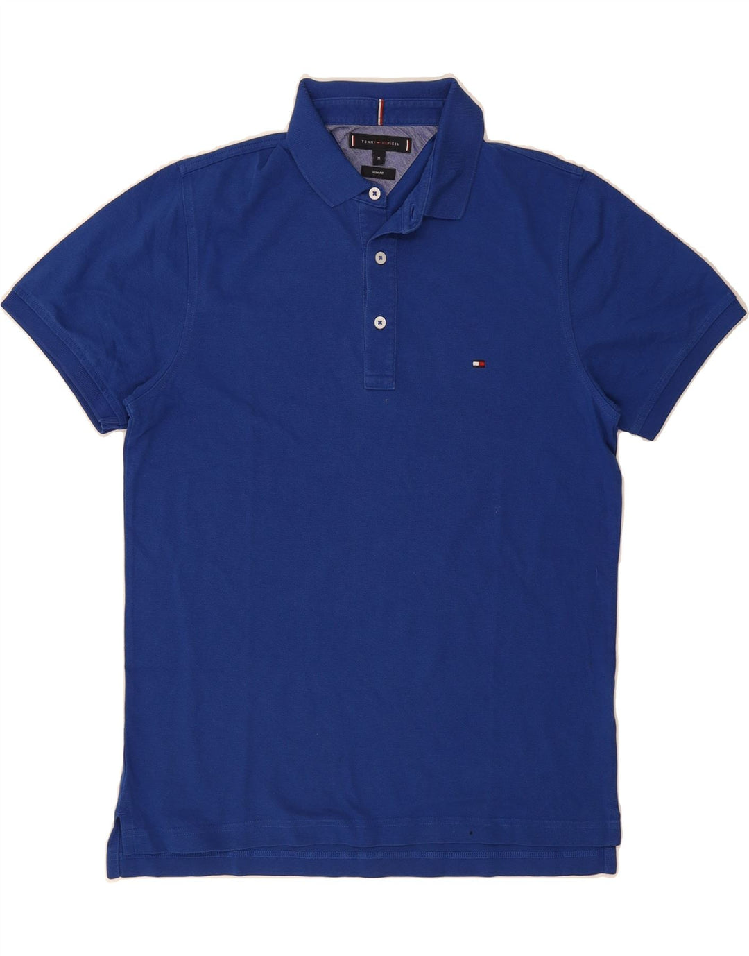 TOMMY HILFIGER Mens Slim Fit Polo Shirt Medium Blue Cotton