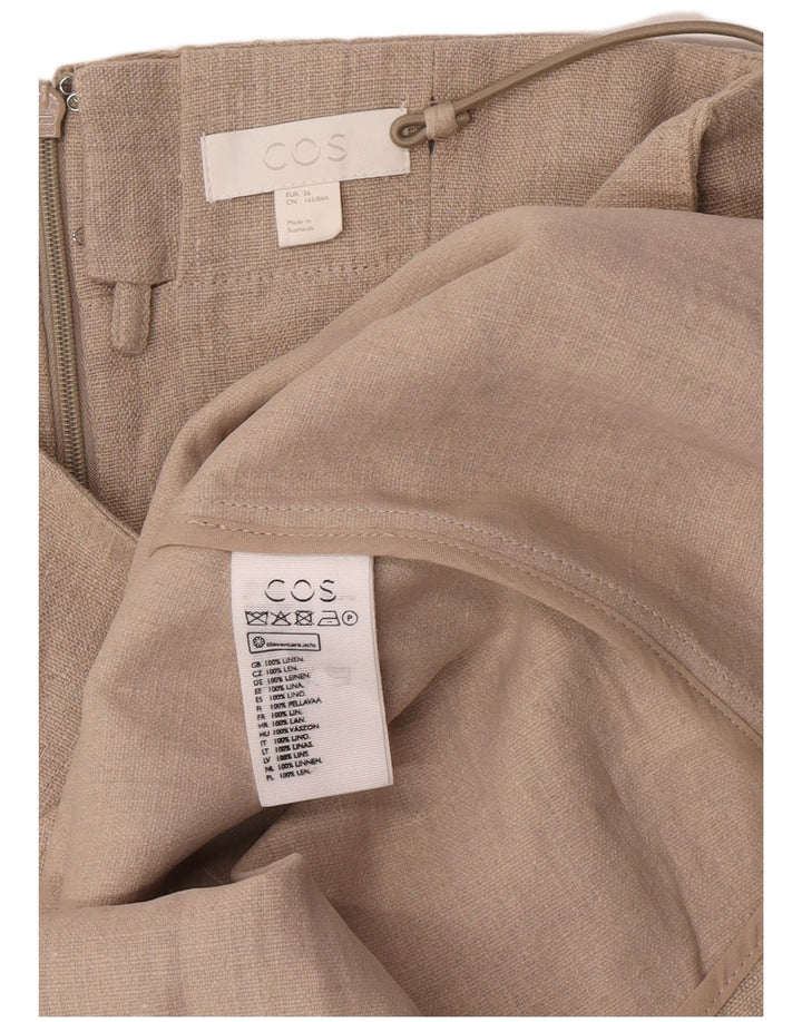 Cos Womens Asymmetric Slip Dress EU 36 Small Beige Linen