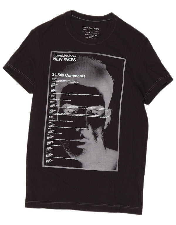 Calvin Klein Jeans Mens Graphic T-Shirt Top Small Black Cotton