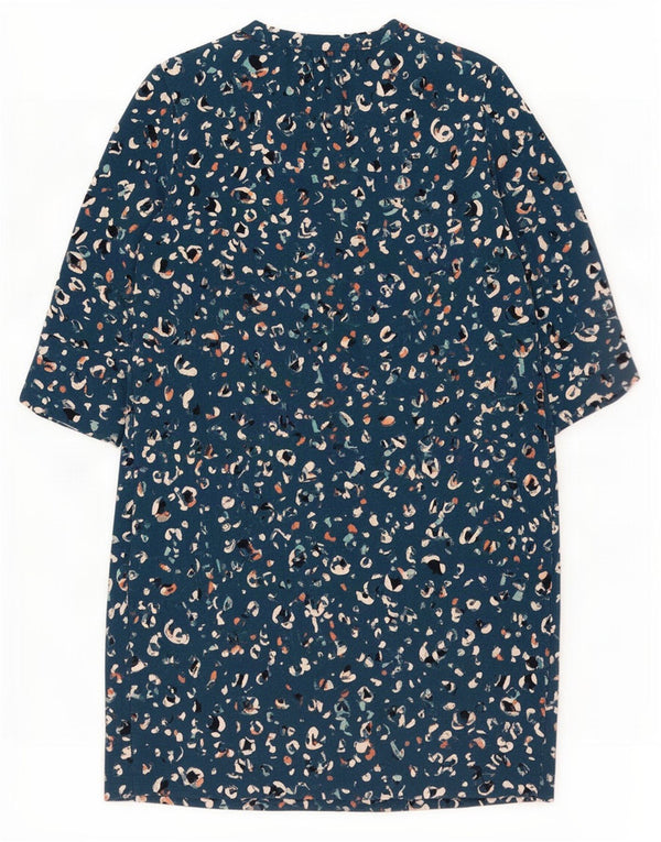 Marks & Spencer Womens Shift Dress UK 12 Medium Blue Animal Print