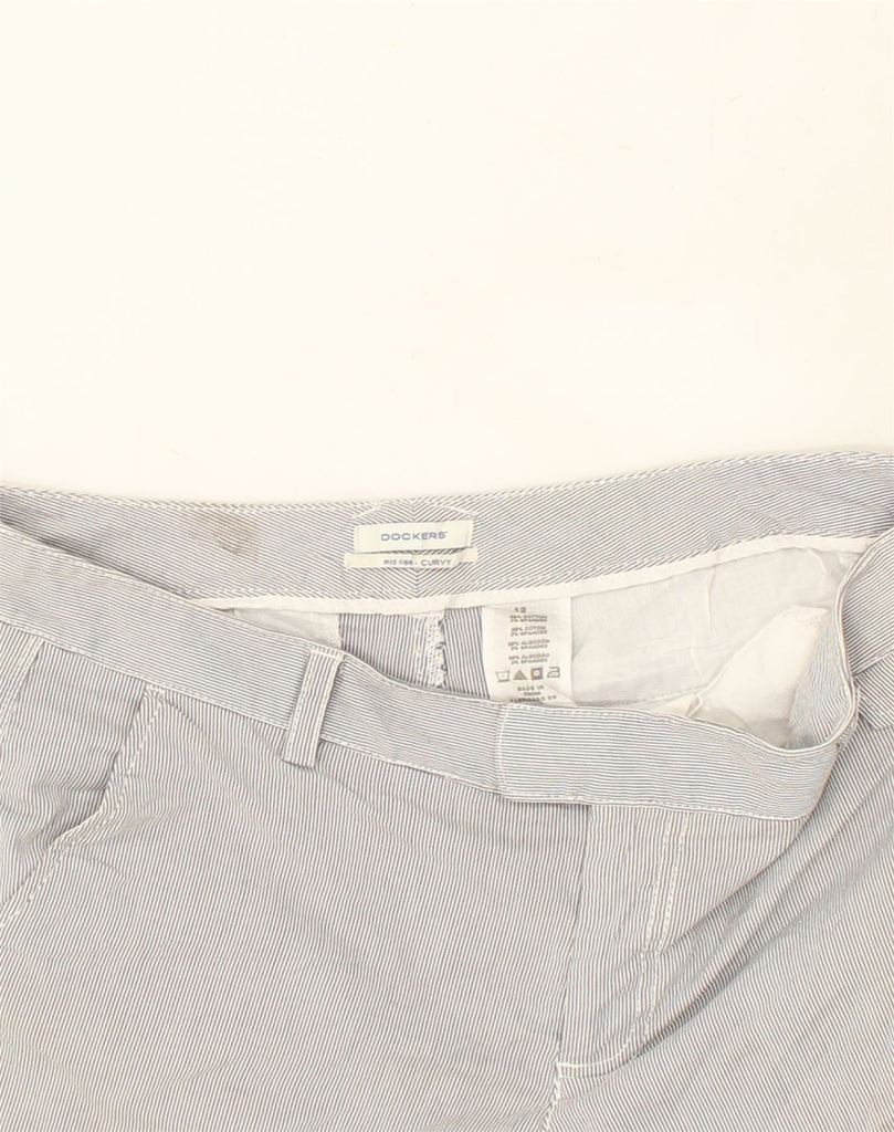 DOCKERS Womens Chino Shorts US 12 Large W32  Grey Striped Cotton | Vintage Dockers | Thrift | Second-Hand Dockers | Used Clothing | Messina Hembry 