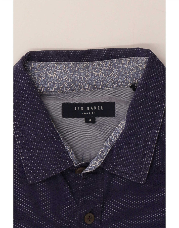 Ted Baker Mens Shirt Size 4 Large Navy Blue Spotted