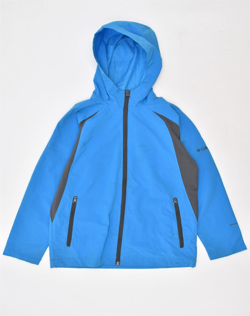 COLUMBIA Boys Hooded Tracksuit Top Jacket 7-8 Years Blue Polyester | Vintage | Thrift | Second-Hand | Used Clothing | Messina Hembry 