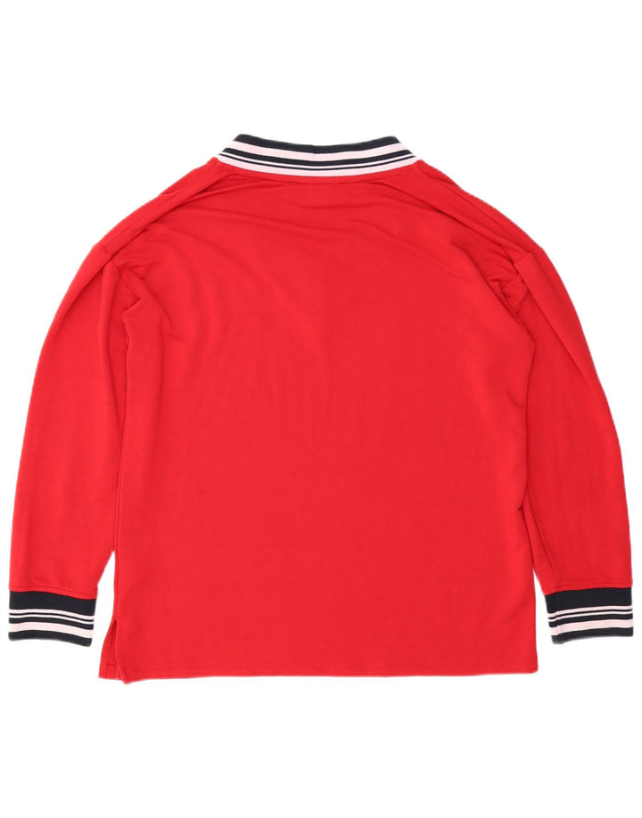 TOMMY HILFIGER Womens Top Long Sleeve UK 14 Medium Red Viscose