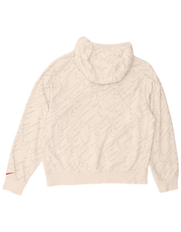 Nike Mens Graphic Hoodie Jumper Medium Off White Cotton