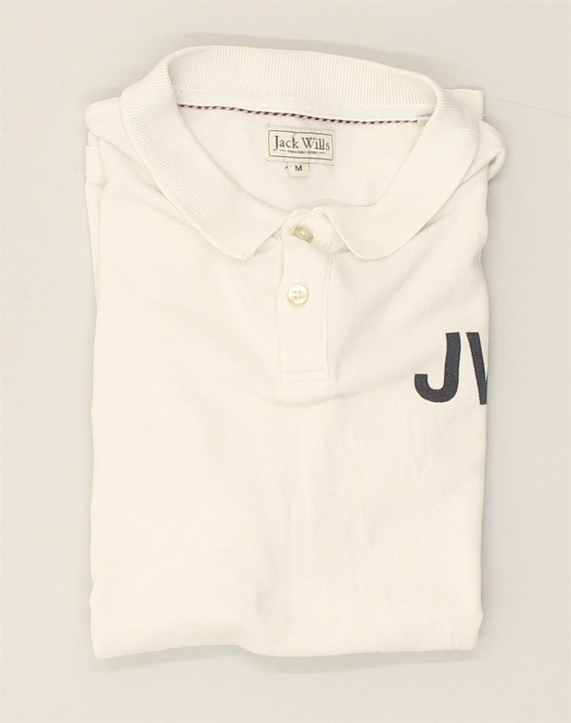 JACK WILLS Mens Polo Shirt Medium White Cotton | Vintage Jack Wills | Thrift | Second-Hand Jack Wills | Used Clothing | Messina Hembry 