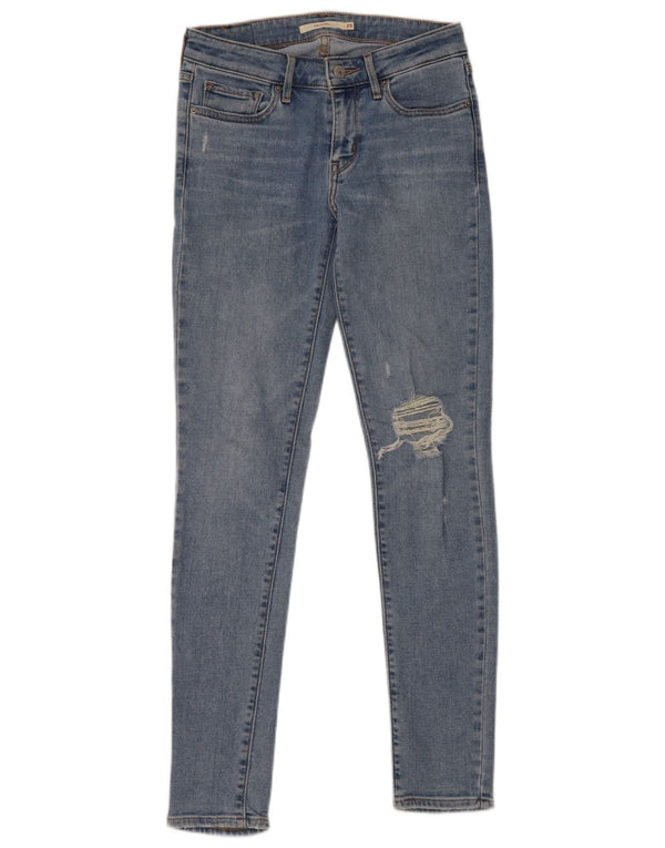Levi's Womens 711 Distressed Skinny Jeans W25 L30 Blue Cotton