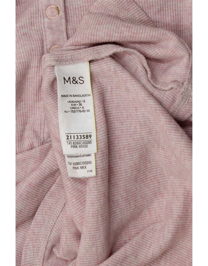 Marks & Spencer Womens Top Long Sleeve UK 8 Small Pink Polyester
