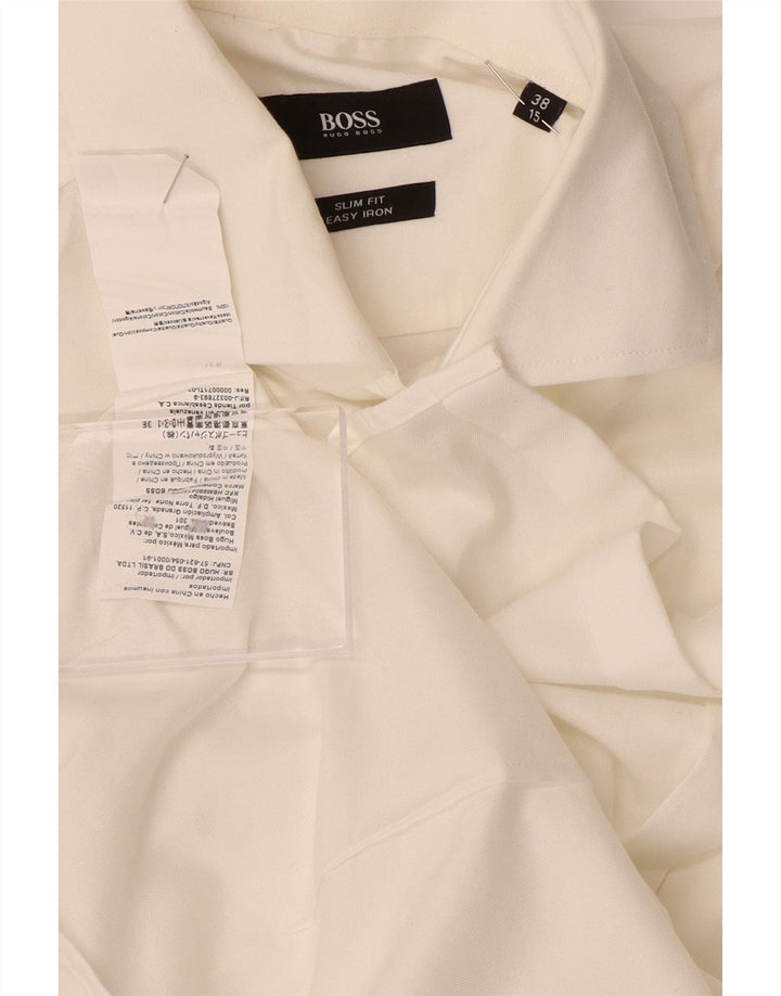 HUGO BOSS Mens Slim Fit Shirt Size 38 15 Medium White Cotton