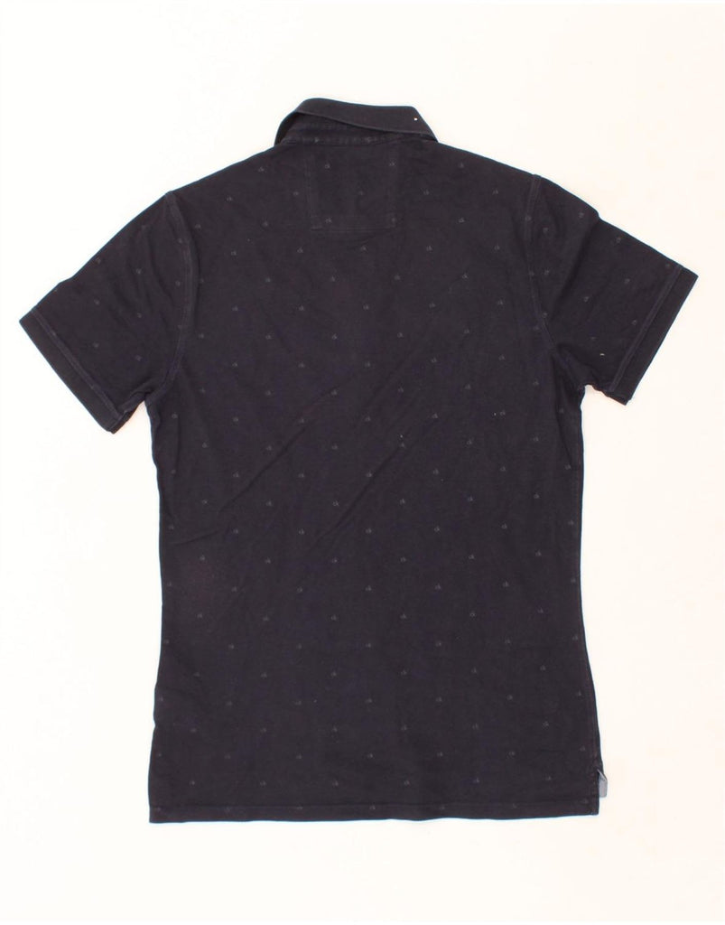 CALVIN KLEIN JEANS Mens Slim Fit Graphic Polo Shirt Large Navy Blue Cotton Vintage Calvin Klein Jeans and Second-Hand Calvin Klein Jeans from Messina Hembry 