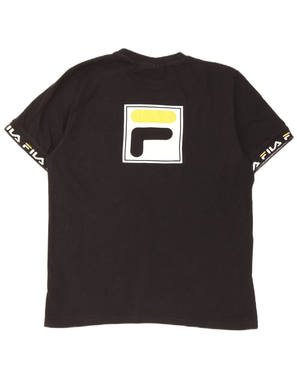 Fila Mens Graphic T-Shirt Top Medium Black Cotton
