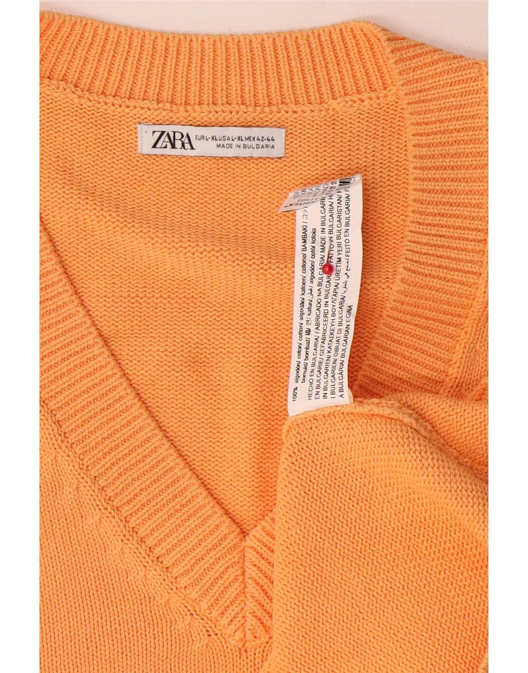 Zara Mens Vest Tank Top XL Orange Cotton