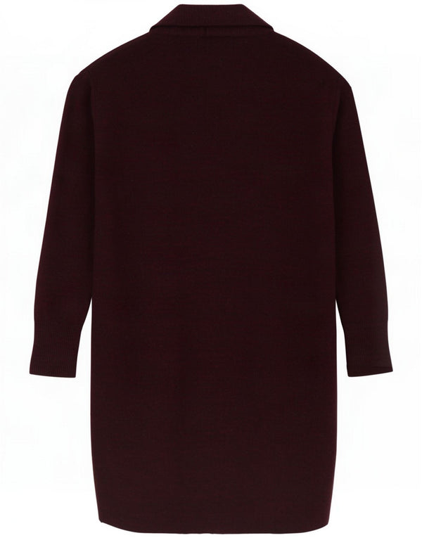 Jigsaw Womens Longline Open Cardigan Sweater UK 10 Small Burgundy Viscose