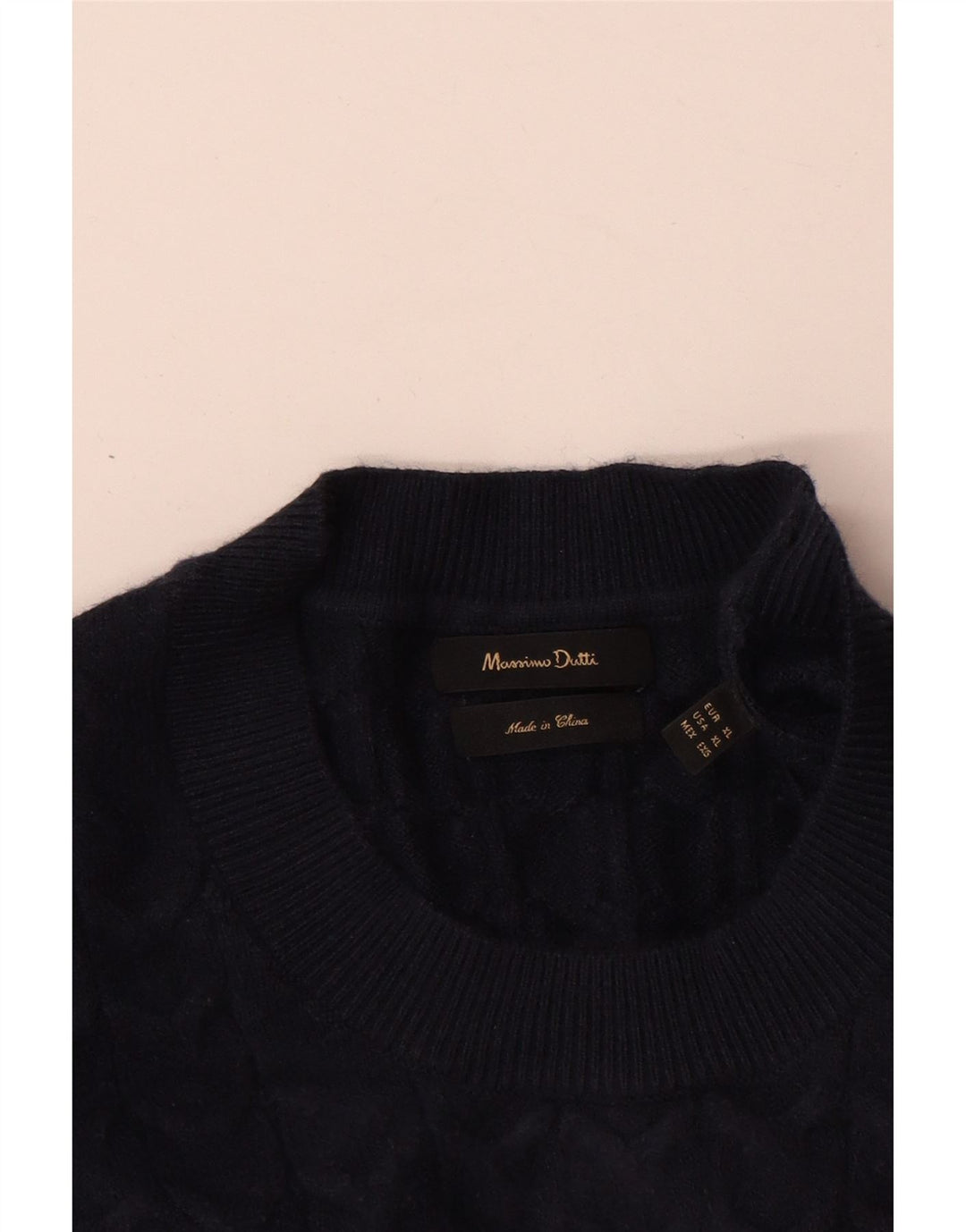 Massimo Dutti Mens Crew Neck Jumper Sweater XL Navy Blue Viscose