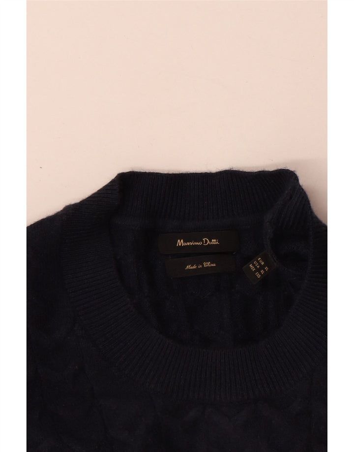 Massimo Dutti Mens Crew Neck Jumper Sweater XL Navy Blue Viscose