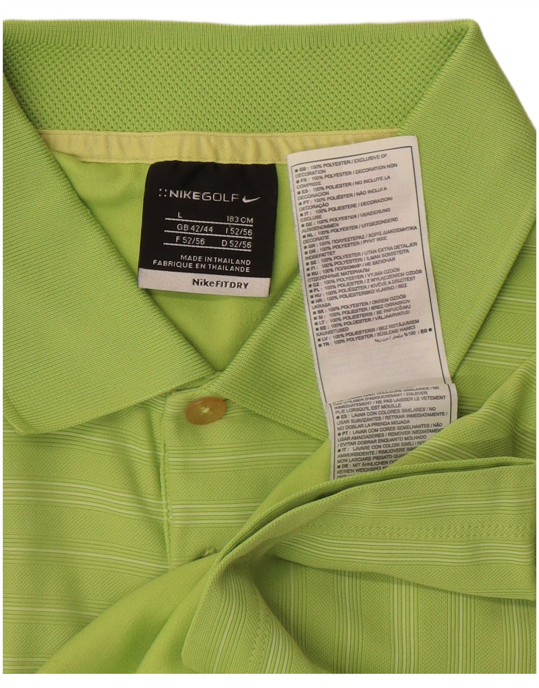 NIKE Mens Fit Dry Polo Shirt UK 42/44 Large Green Striped Polyester