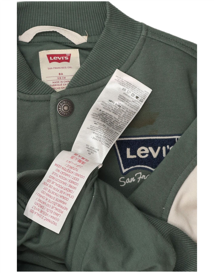 Levi's Boys Graphic Varsity Jacket 7-8 Years Green Colourblock Cotton