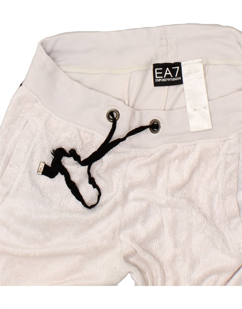 EMPORIO ARMANI Womens Tracksuit Trousers UK 12 Medium Off White Viscose | Vintage Emporio Armani | Thrift | Second-Hand Emporio Armani | Used Clothing | Messina Hembry 