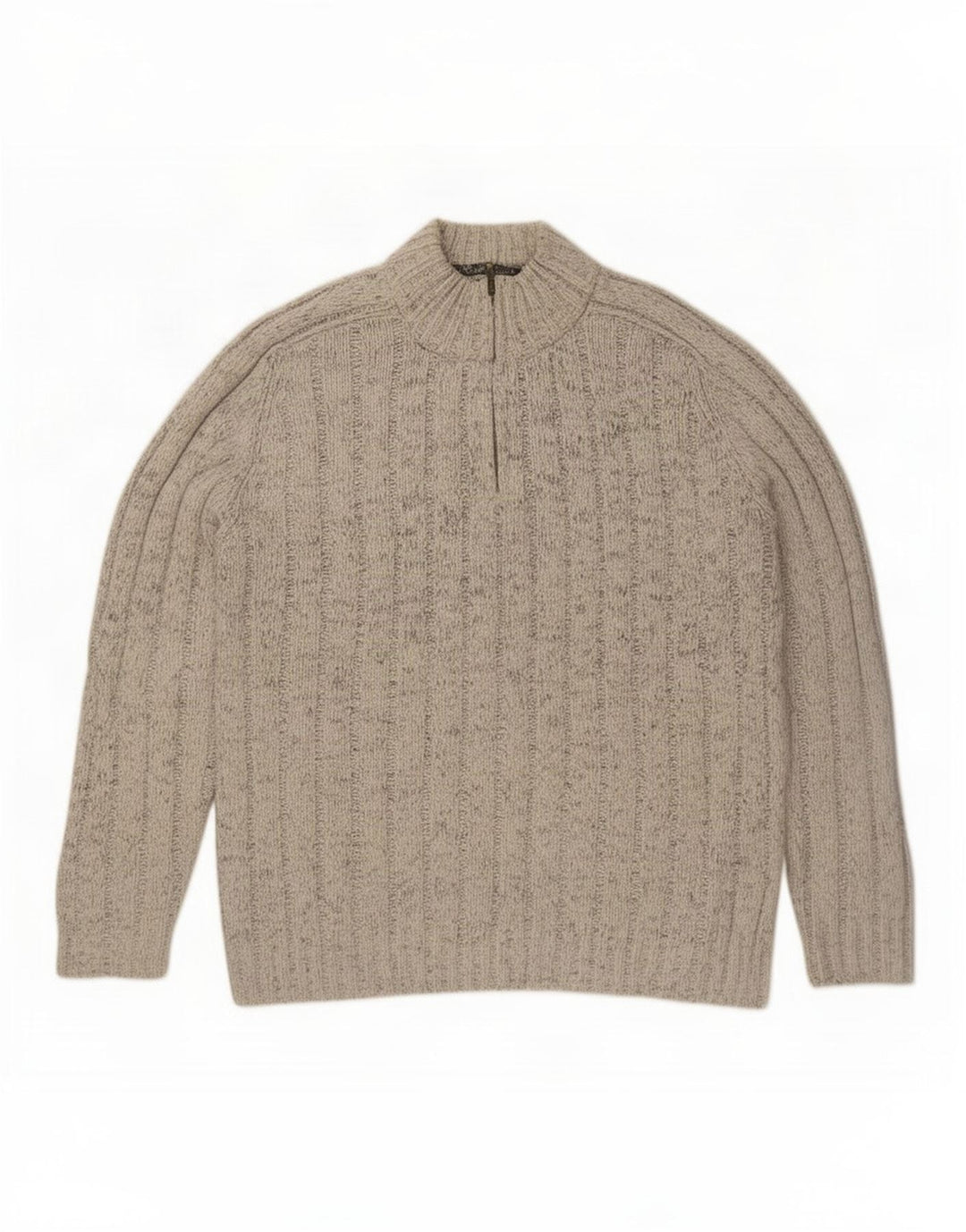 Marks & Spencer Mens Zip Neck Jumper Sweater 2XL Grey Flecked Wool