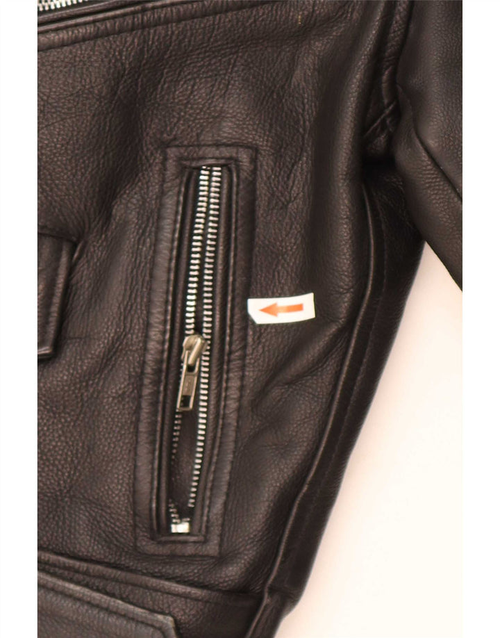 Vintage Mens Leather Biker Jacket UK 36 Small Black