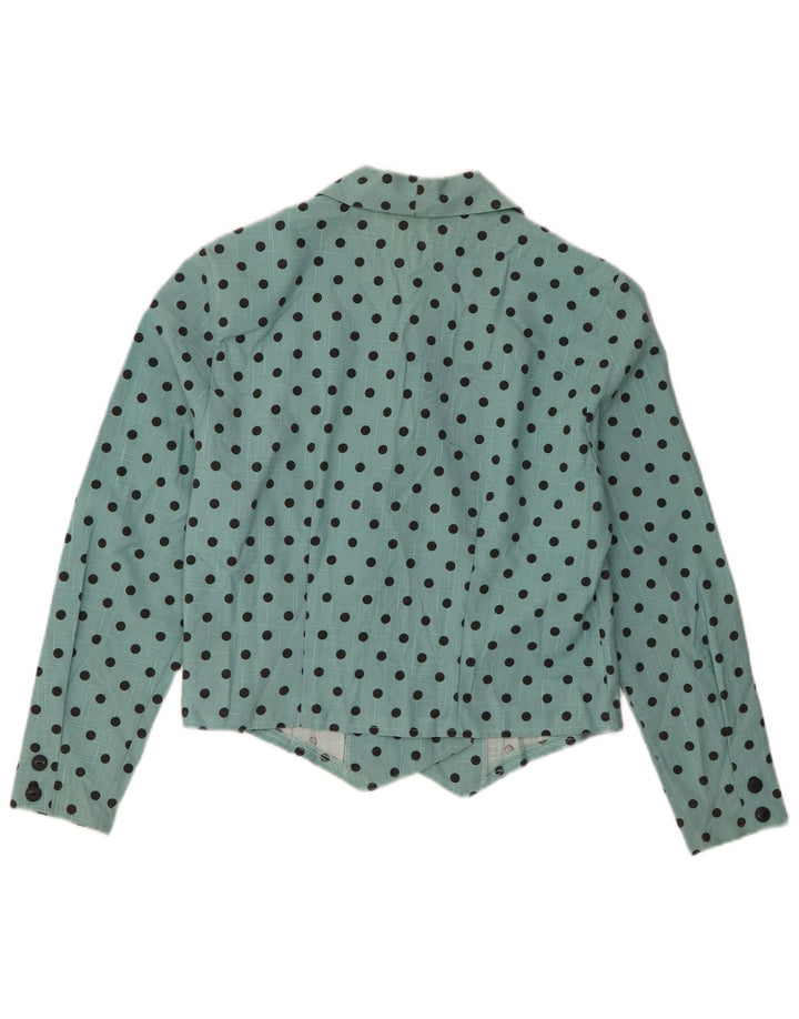 Vintage Womens Blazer Jacket IT 40/42 Small Turquoise Polka Dot