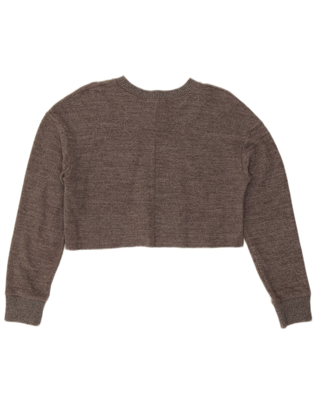 Zara Womens Crop Top Long Sleeve UK 10 Small Grey Flecked