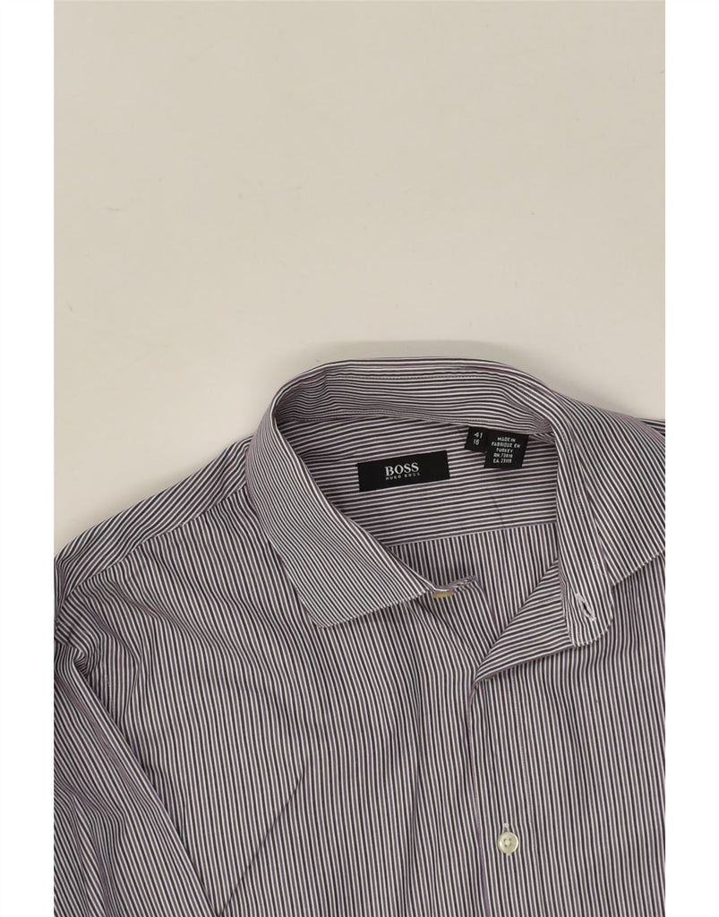 HUGO BOSS Mens Shirt Size 41 16 Large Grey Pinstripe Cotton | Vintage Hugo Boss | Thrift | Second-Hand Hugo Boss | Used Clothing | Messina Hembry 