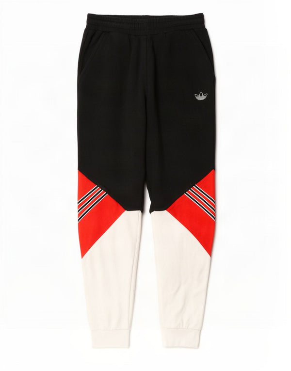 Adidas Mens Tracksuit Trousers Joggers Medium Black Colourblock Cotton