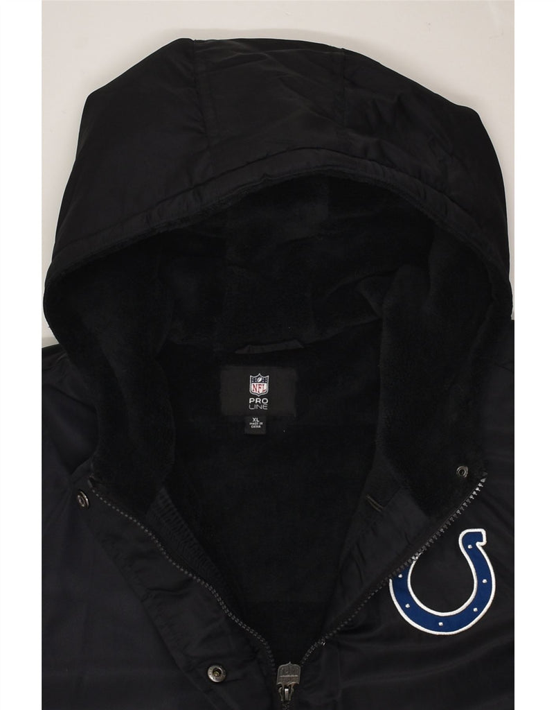 NFL Womens Hooded Windbreaker Jacket UK 18 XL Black Polyamide | Vintage NFL | Thrift | Second-Hand NFL | Used Clothing | Messina Hembry 