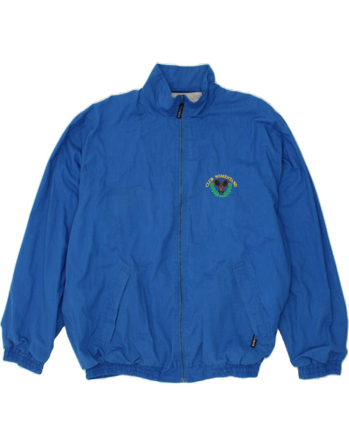 CLIQUE Mens Graphic Bomber Jacket UK 42 XL Blue Cotton Vintage Clique and Second-Hand Clique from Messina Hembry 
