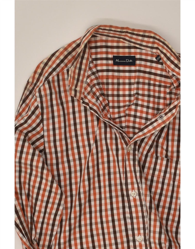 MASSIMO DUTTI Mens Shirt Medium Orange Check Cotton Vintage Massimo Dutti and Second-Hand Massimo Dutti from Messina Hembry 