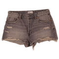 Zara Womens Distressed Denim Shorts EU 42 Large W32 Grey Cotton
