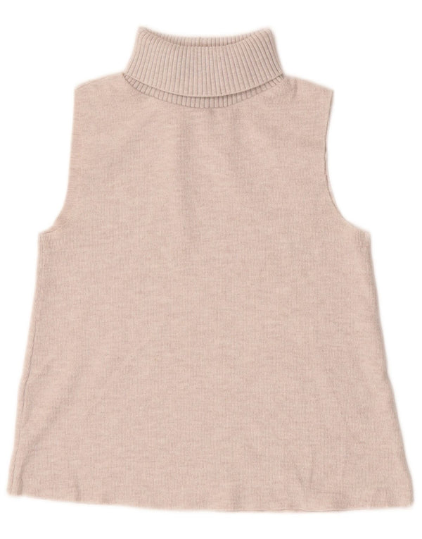 Zara Womens Crop Roll Neck Vest Tank Top UK 8 Small Grey Flecked