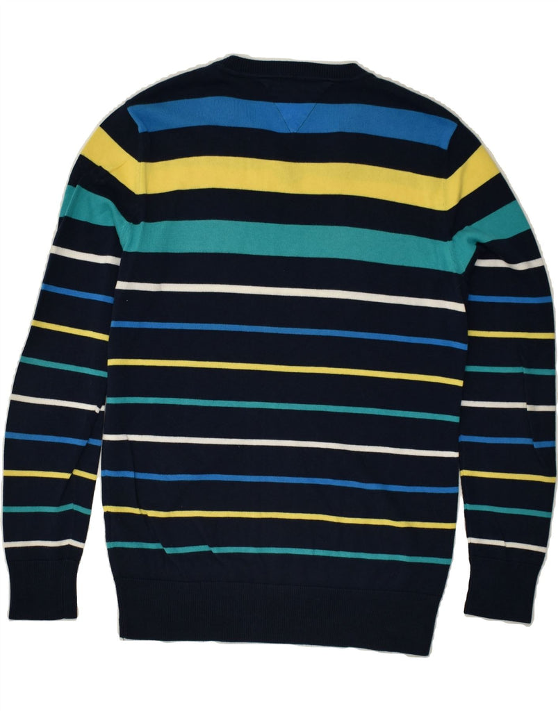 TOMMY HILFIGER Boys V-Neck Jumper Sweater 15-16 Years Navy Blue Striped | Vintage Tommy Hilfiger | Thrift | Second-Hand Tommy Hilfiger | Used Clothing | Messina Hembry 