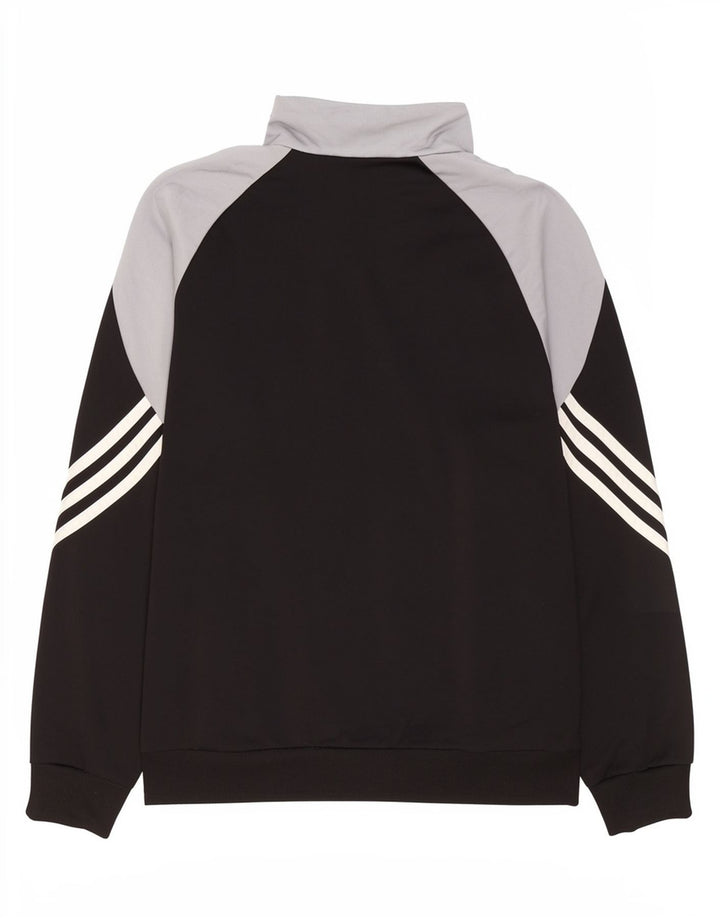 Adidas Boys Tracksuit Top Jacket 13-14 Years XL Black Colourblock Polyester