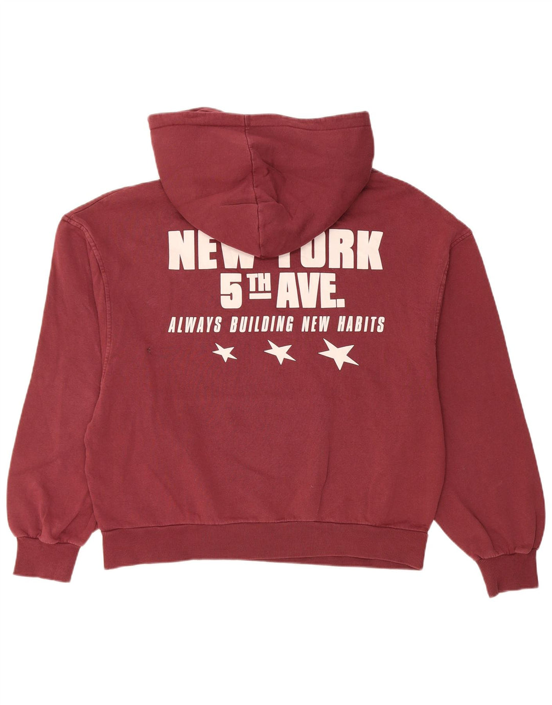 Pull & Bear Womens Graphic Oversized Hoodie Jumper UK 14 Medium Burgundy