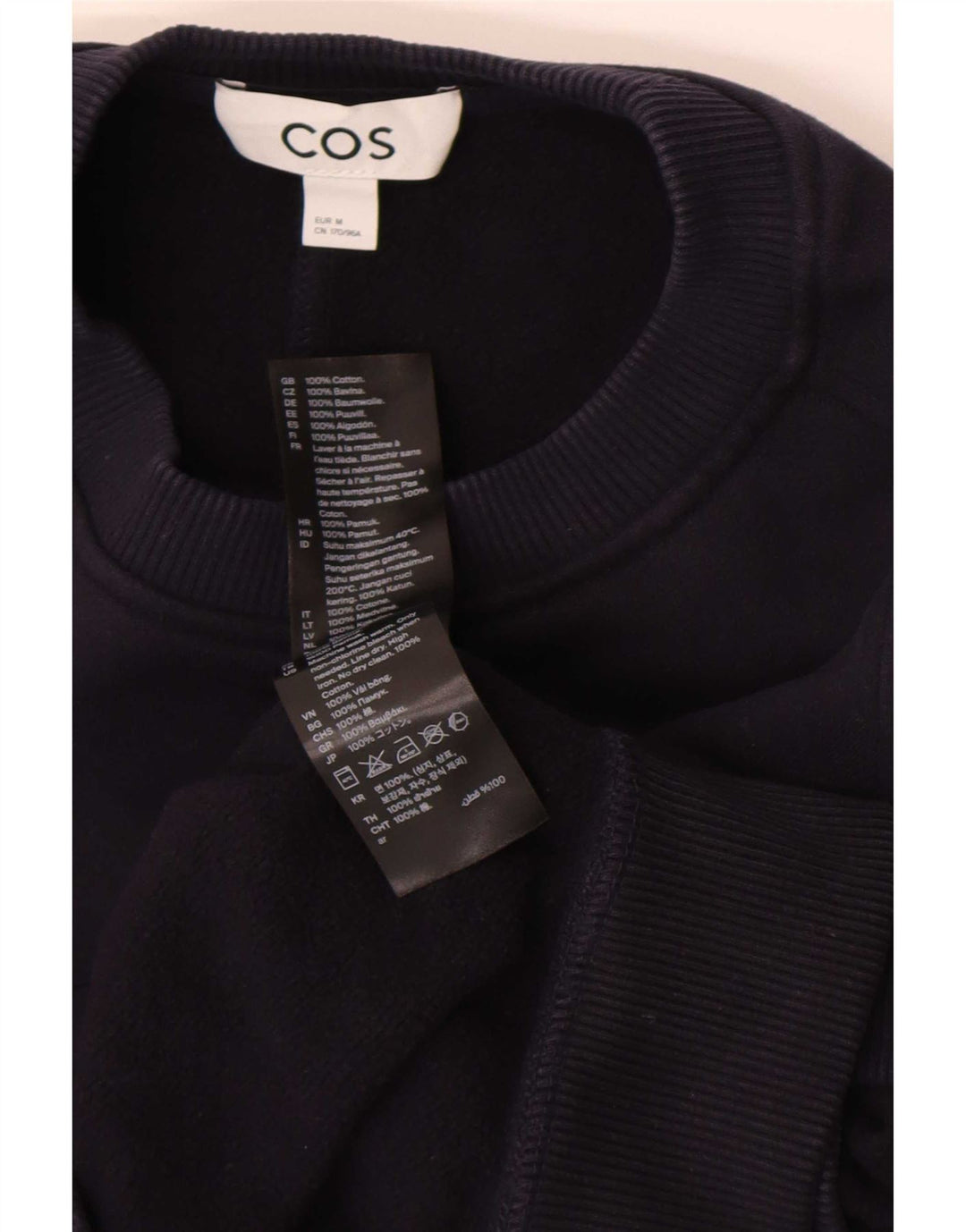 Cos Womens Oversized Sweatshirt Jumper UK 14 Medium Navy Blue Cotton