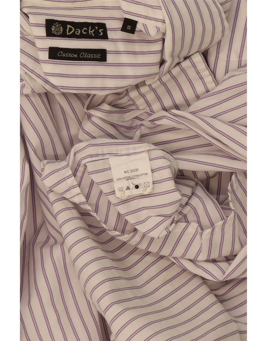 Dack's Mens Shirt Small White Striped Cotton