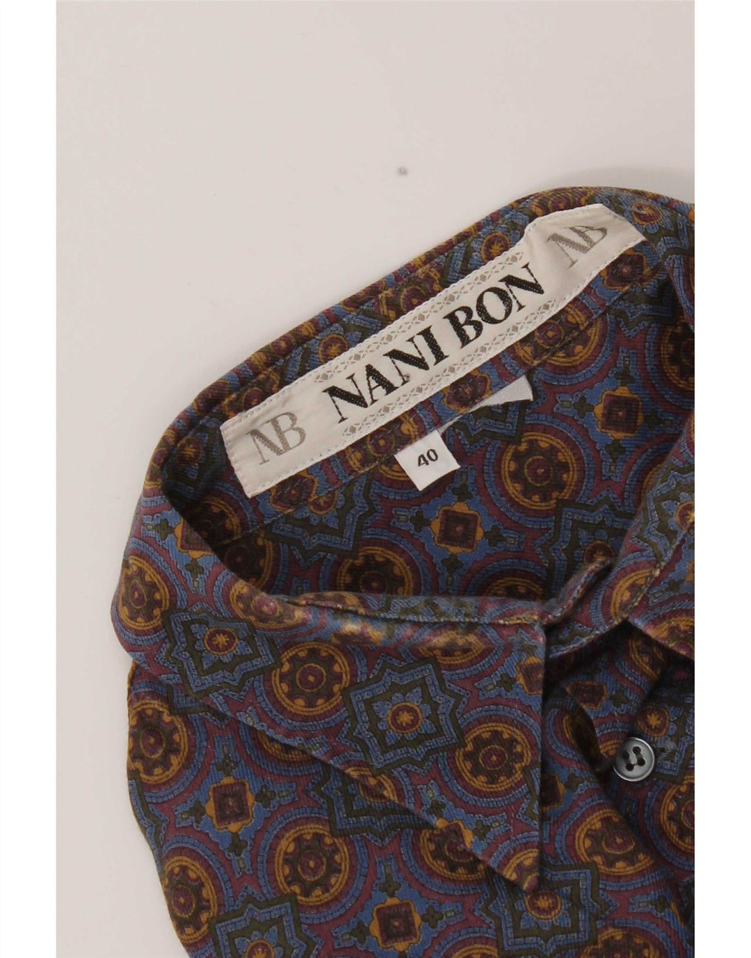 NANI BON Mens Shirt Size 40 Medium Blue Ikat