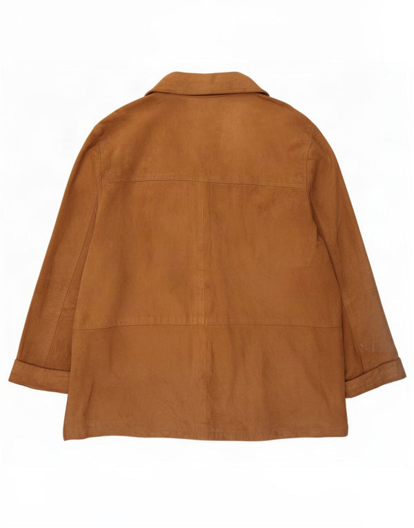 Vintage Womens Suede Jacket IT 52 2XL Beige Leather